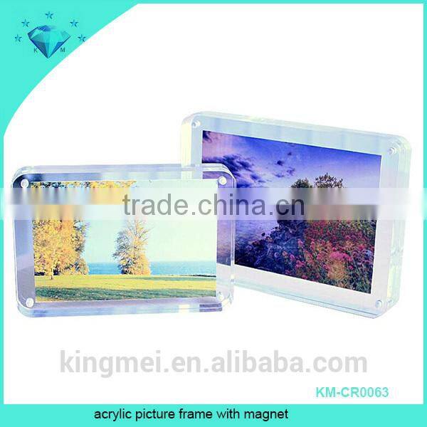 Good quality acrylic round corner photo frame with magnet