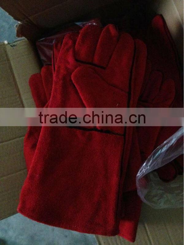 DDSAFETY 2017 Red Cow Split Welder Gloves With Lining And Palm