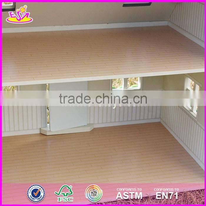2017 New design children solid wood victorian dolls house W06A236
