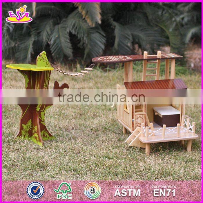 2017 New products indoor children toys wooden treehouse dollhouse W03B059
