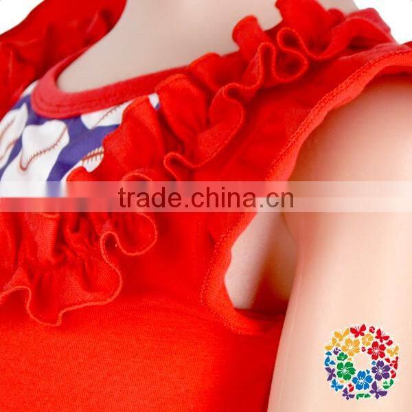 Hot Sale Fashion Red Kids Baseball Clothes Boutique Girl Baby Clothing Sets Soft Children Clothing Set 66TQZ493