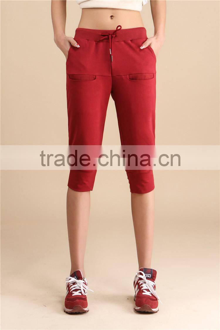 casual solid color mixing short sport pants