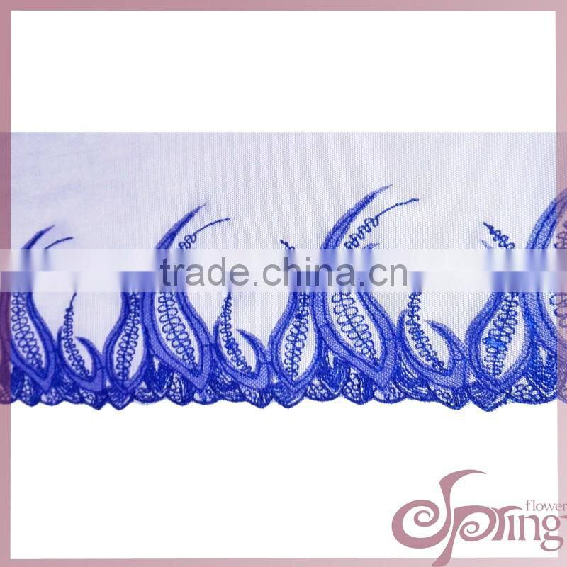 Embroidery design applique mesh fabric, polyester fabric lace trimming for bra,dress