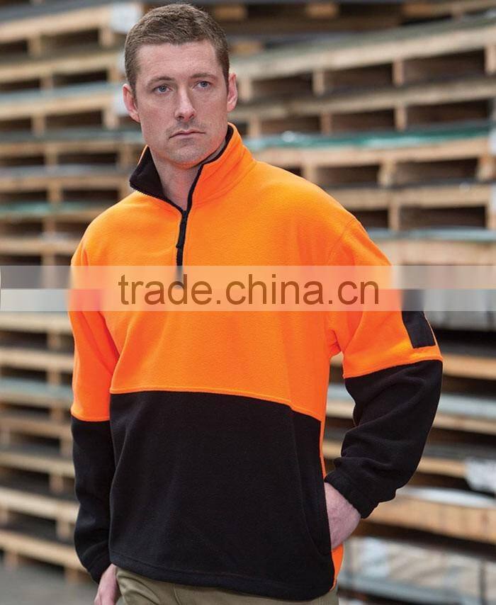 Custom winter workwear hoodies zipper safety mens fleece work hi vis jacket