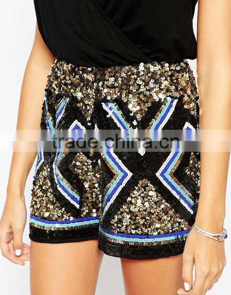 China factory OEM ODM 2015 hot sale customized Festival Romper with Gold Embellished Shorts