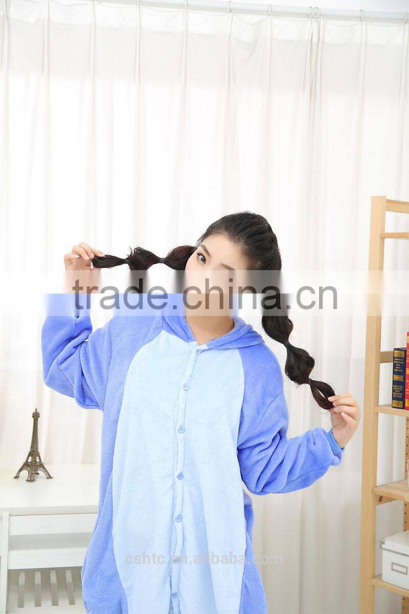 flannel cartoon adult animal jumpsuit animal pajamas jumpsuit blue stitch design