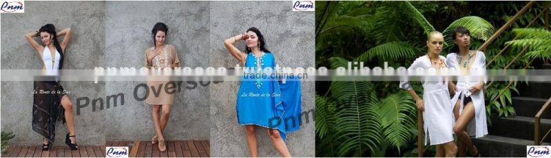 Glass Bead and Zircon Embellished Beach Kaftan.