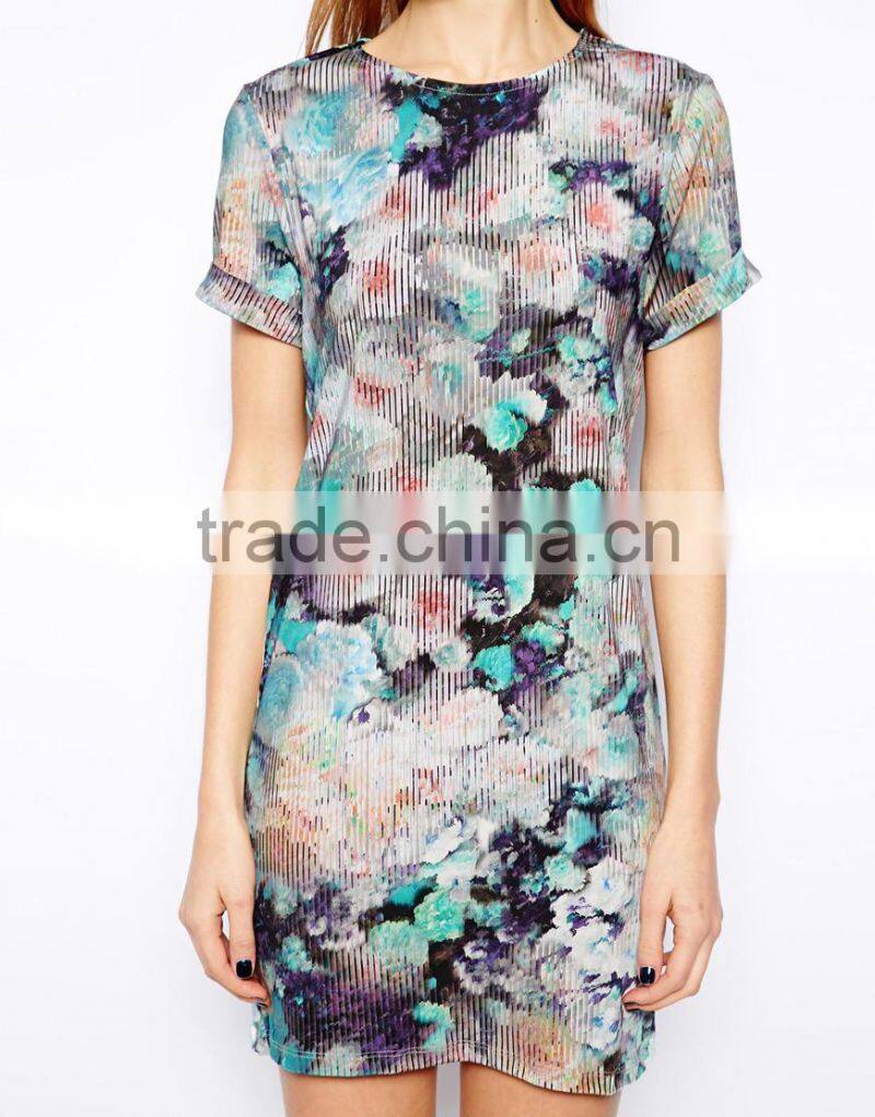 Woman dress Printed Favorites Compare Ladies' fashionable burnout hem dress Burnout Dress