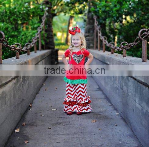 wholesale kids girl knit ruffle shirt and pants for baby girl sets