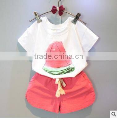 F10004D WATERMELON PATTERN SHIRT PANTS SETS GIRLS CLOTHING SETS