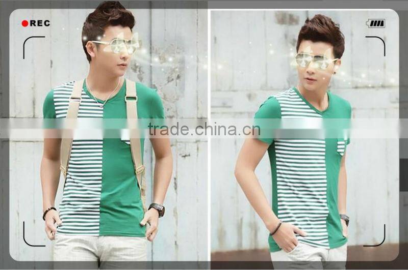 Mens short sleeve patchwork cotton tshirts 201311