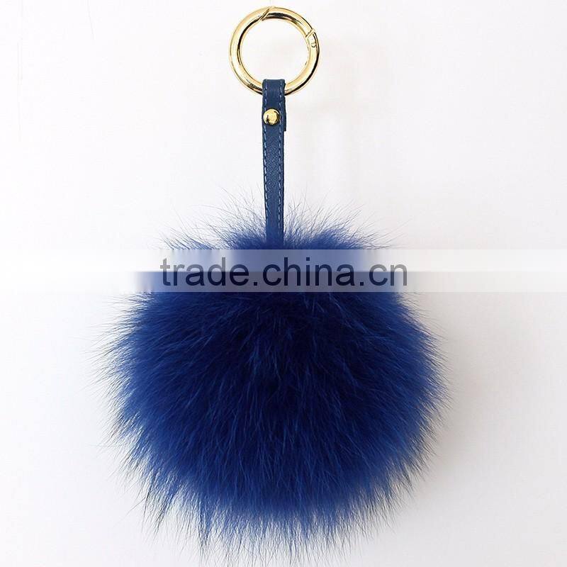 Myfur Factory Price Big Colorful Fox Fur Ball Pom Pom Keyring Pendant