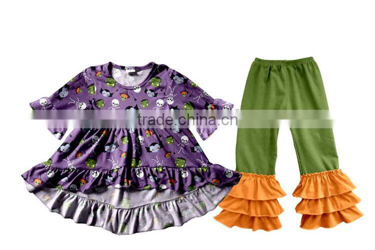 Fashion Baby Halloween Outfit Fall Baby Girls Outfit Girls Stripes Ruffle Pant Outfit Child Clothing Set Kids Clothes
