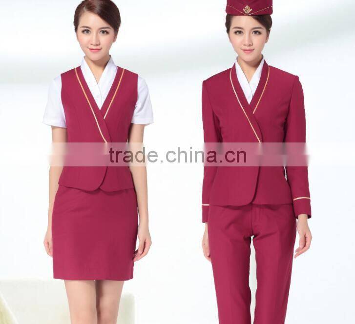 New design slim Airline uniforms workwears airline stewardess uniforms