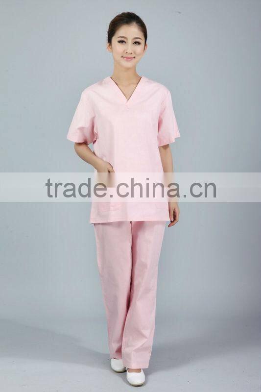 Polyester/Cotton Blue V-Neck Medical Scrubs