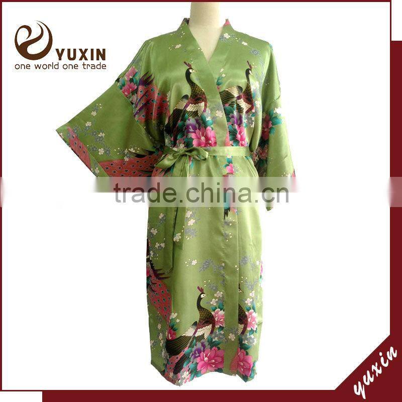 Silk kimono dress Women Robe Gown Bathrobe Sleepwear SW008