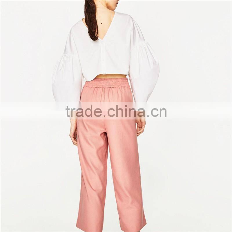 2017 Dongguan Wholesale OEM Casual Cropped Pants for Women