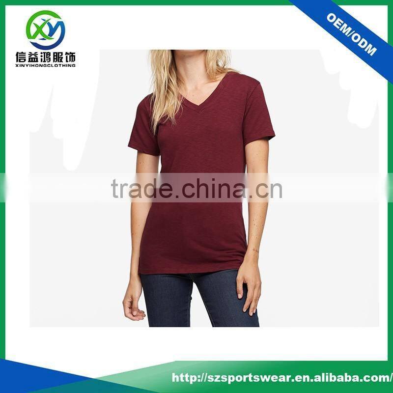 Latest shirt designs for women with red color bamboo t-shirts wholesale, bamboo clothing with your logo