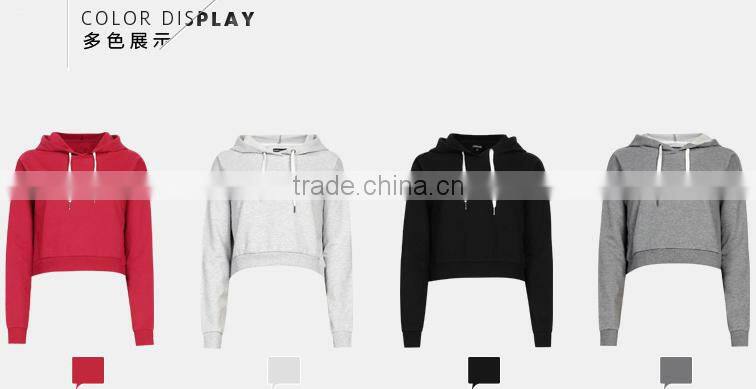 Women Cropped Top Hoodie High Quality Pullover Black Hoodie Sweatshirt