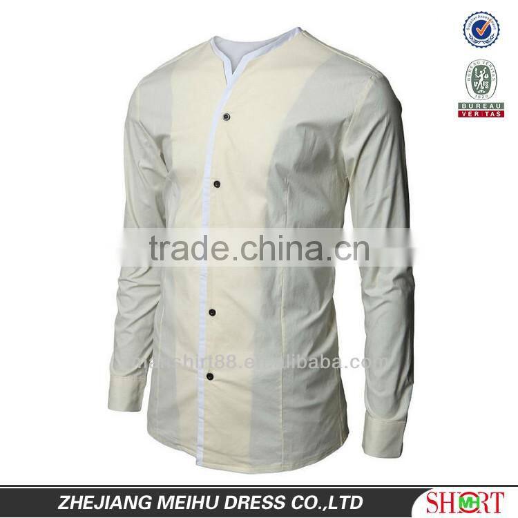 New style shirt design for men fashion clothing popular shirt no collar for men