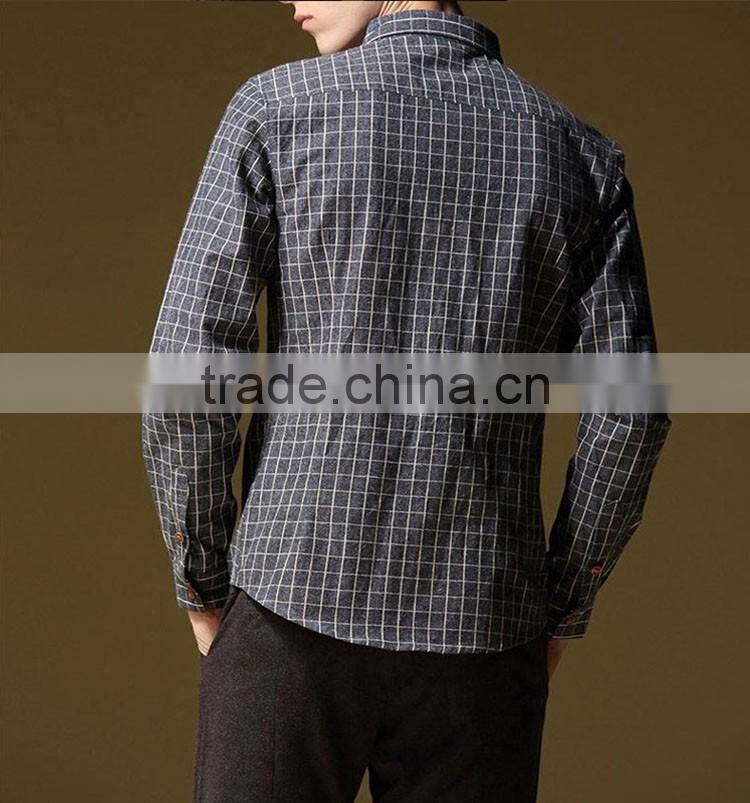 Men's long-sleeved british plaid cotton shirt