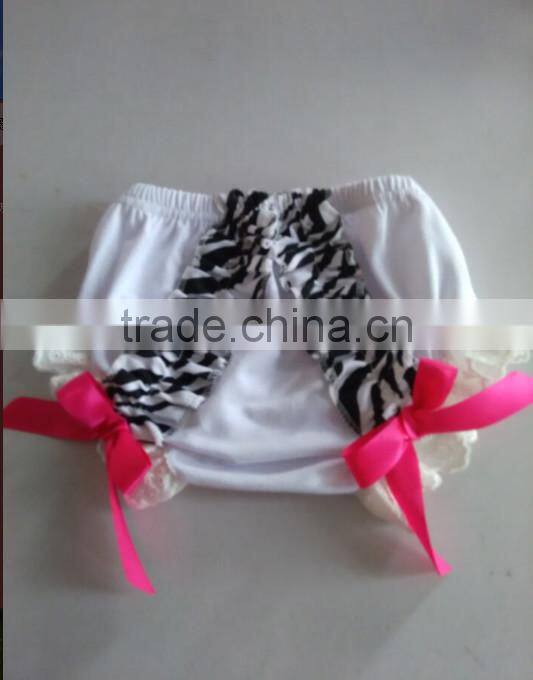 2015Hot Sale Cute Cotton Baby Bloomer With Ruffles Kids Shorts Baby Diaper Cover For Infants Zebra Bloomers Child Bloomers