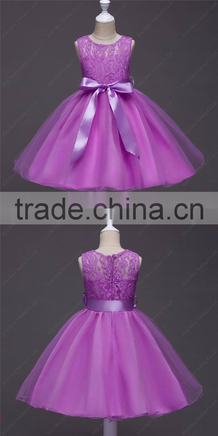 Wholesale latest frock design lace flower wedding birthday party dress for baby girl