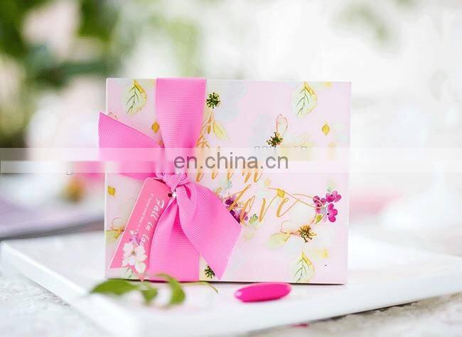 Newest square candy gift tinplate box with ribbon two sizes