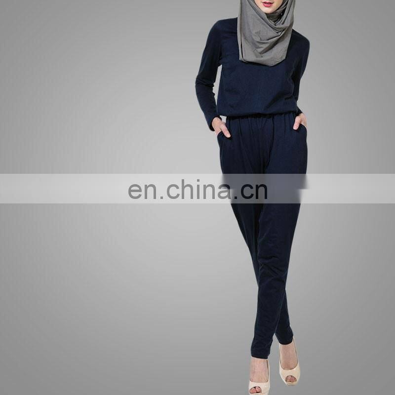 Modest Ladies Office Wear Jumpsuits Muslim Women Model Kebaya Modern Cotton /Cotton Jersey Islamic Jumpsuits
