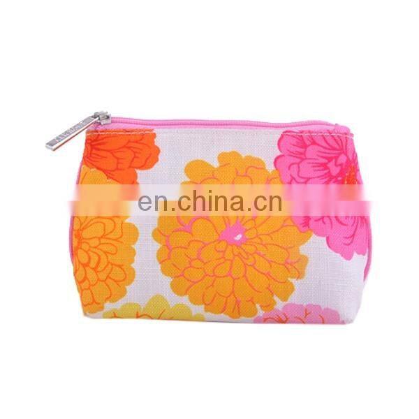Wholesale printed canvas cosmetic bag with zipper