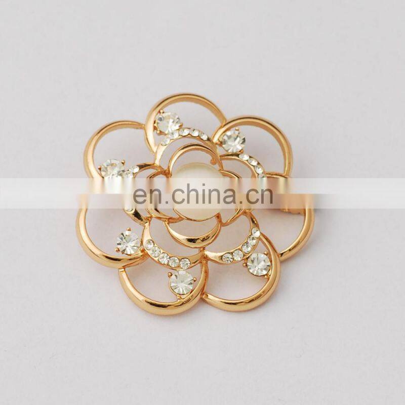 high quality cheap wholesale crystal stone custom flower brooch pin