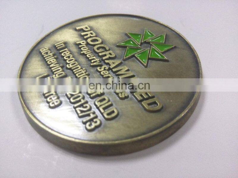 Commemorative zinc alloy casting coin antique brass custom design and logo coin with windmill pattern
