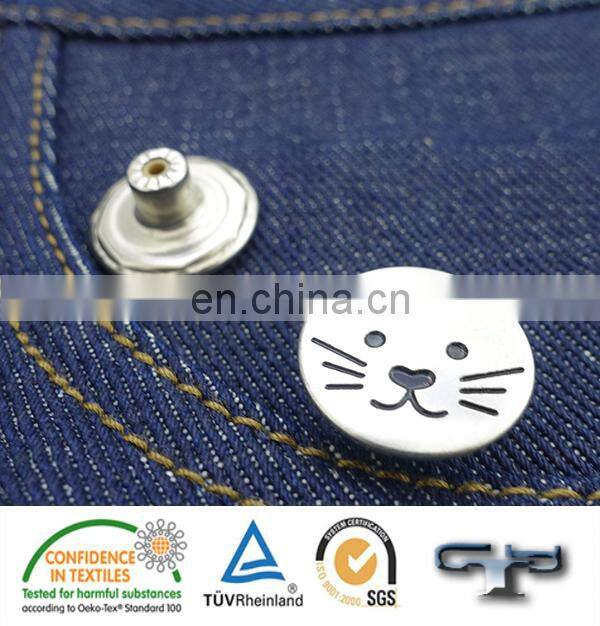 Cartoon shape metal jeans button shank button with plastic insert