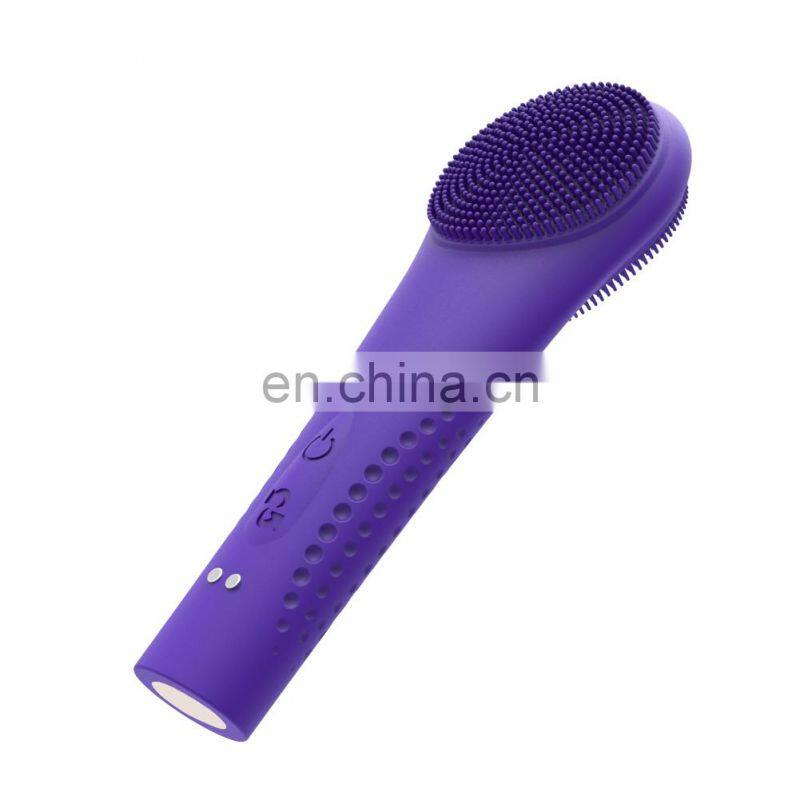 Electronic Facial Cleaner and Massager Brush Waterproof Silicone Colorful Lights with Multi Adjustable Speeds