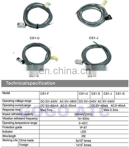 5-240V AC/DC 2 Wired Sensor for Air Cylinders SU / SC / MI / MA 1.5m CS1-F Pneumatic Cylinder Magnetic Sensor Switch