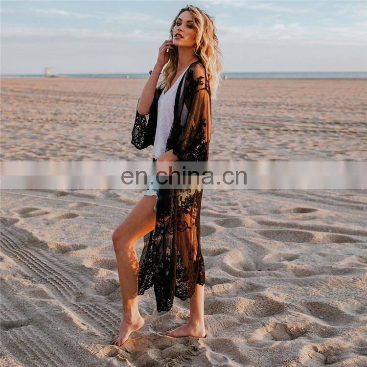 2019 New Women Chiffon Kimono Lace Loose Cardigan Bikini Cover Up Wrap Beachwear Beach Dress Beach Cover Up Pareo Robe De Plage