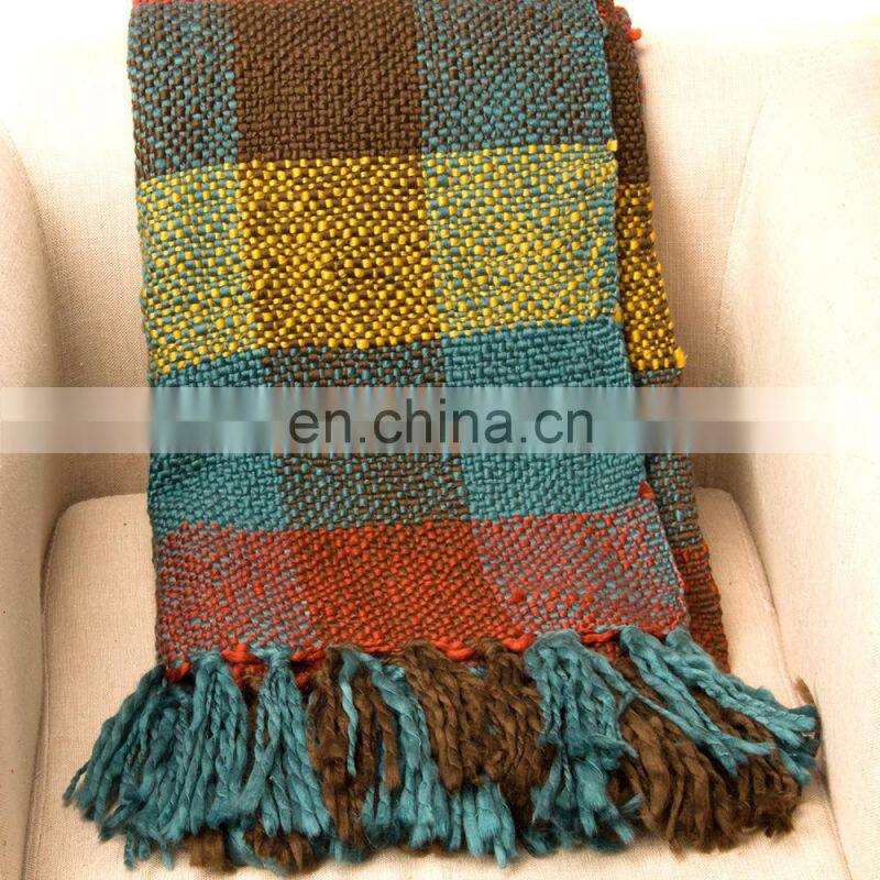 60"x 50" Inc Fun Colors Bright Woven Throw Blanket with Tasseled Ends