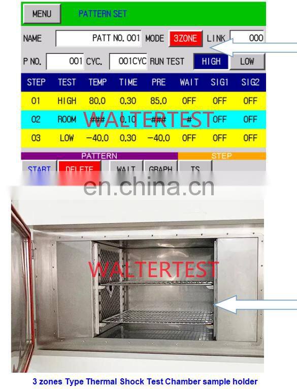 2 zones or 3 zones Type rapid temperature change hot and cold shock testing chamber