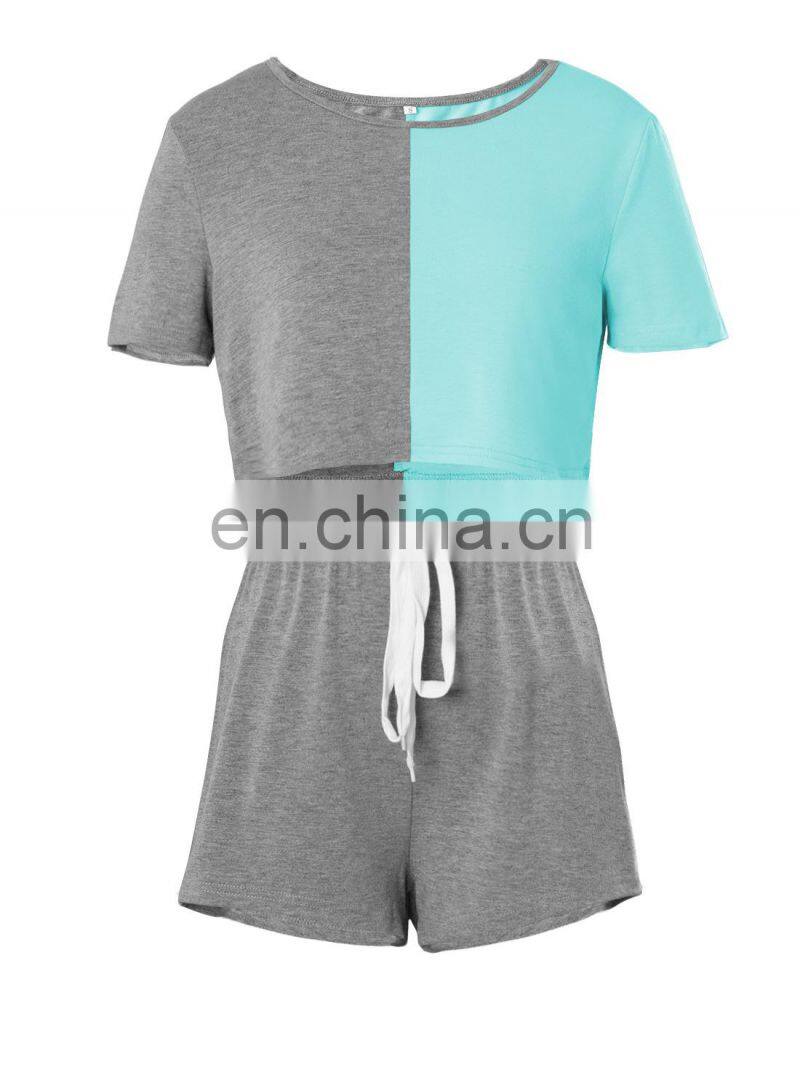 Manufacturer customized LOGO women's spring and summer new casual sports round neck t-shirt 2-piece jogging suit