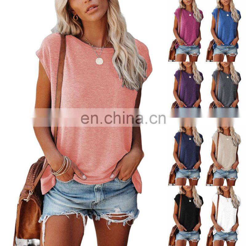 Manufacturers wholesale custom women's tops sports and leisure solid color round neck raglan short sleeve t-shirt