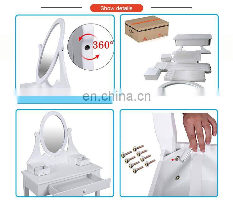 Cheap Wooden Vanity Mirrored Modern Dressing Table With Mirror And Stool