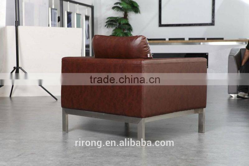 Low back sofa cushion and stainless steel feet violino leather sofa jitem 8039