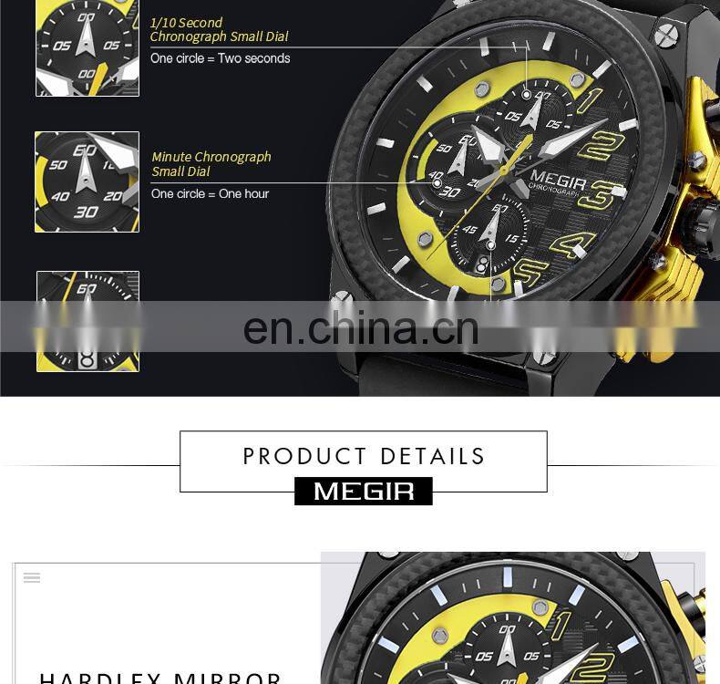 Chinese Wholesale MEGIR 2051 Original Brand Watch Fashion Military Big Dials Silicone Strap Sport Watches
