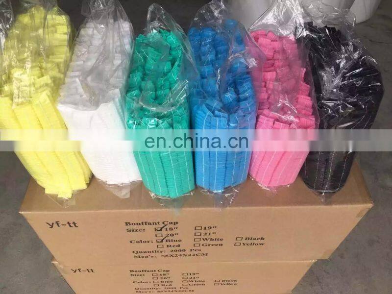 Good quality blue disposable bouffant head mob cap OEM accepted colorful