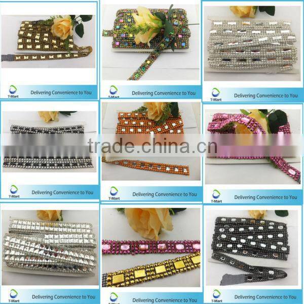 wholesale bling bling decorative rhinestone trim crystal strass mesh trim for wedding dress
