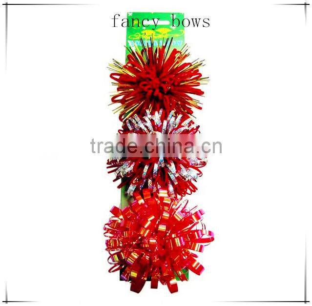 3.25" PET Red Happy Birthday Fancy Ribbon Flower Bow for Celebration/Ornament Birthday Party