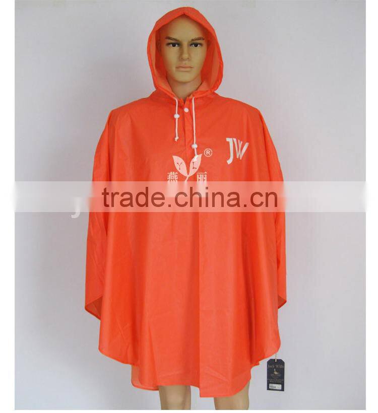 YANLI high quality pvc waterproof,windproof poncho raincoat for adult