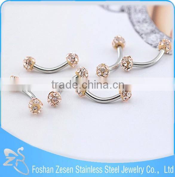 China manufacturer piercing medical steel purple crystal custom eyebrow rings