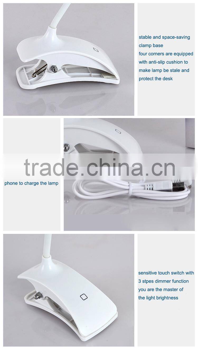 Gift JK-853C USB Power white Color LED table Light Clips reading lights with flexible tube desk bed lighting