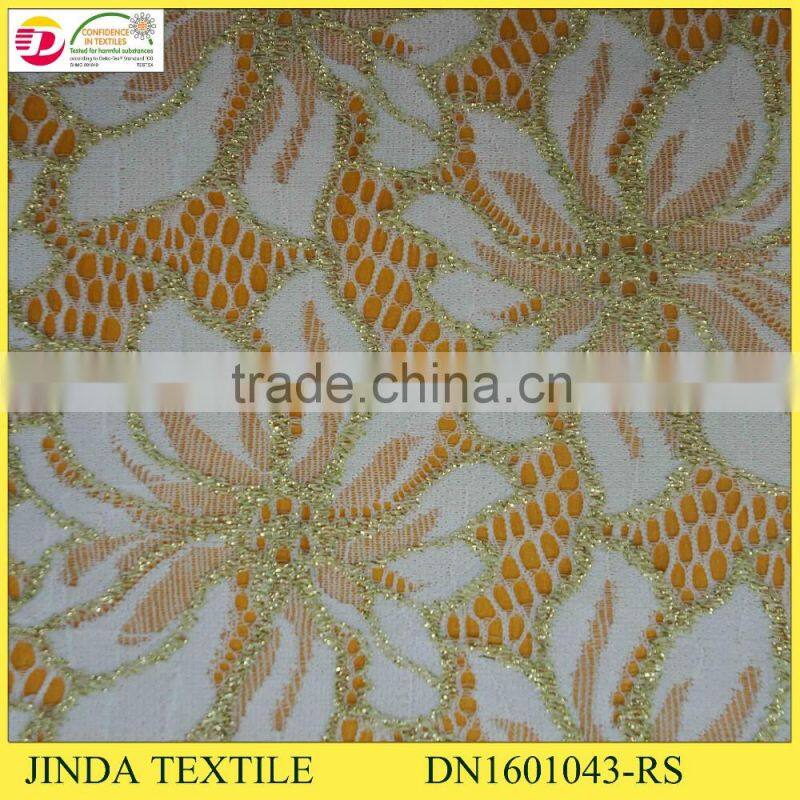 Factory Hot Selling Gold Spandex African Golden Fabric For Women Dress